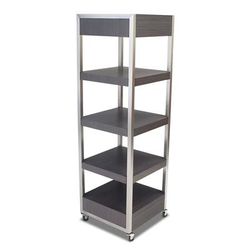 Forbes Industries 6510 Mobile Display Tower w/ (4) Laminate Shelves & Steel Frame - 24"L x 24"W x 78"H, Gray