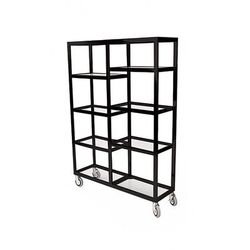 Forbes Industries 6570-36-PAINTED Mobile Display Tower w/ 6 Glass Shelves & Steel Frame - 48"L x 14"W x 36"H, Black