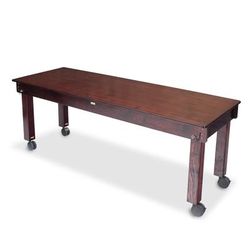 Forbes Industries 7010-MH 7 ft Deluxe Folding Catering Table - Knotty Pine Construction w/ Mahogany Finish, Red