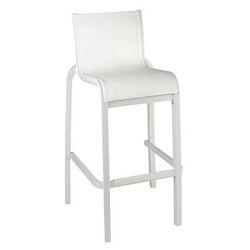 Grosfillex US300096 42 7/10" Sunset Barstool w/ White Fabric Back & Seat - Aluminum, White, Armless, Textilene Sling