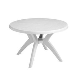 Grosfillex US526704 46" Round Ibiza Outdoor Table w/ Umbrella Hole - Resin, White, UV Resistant Resin