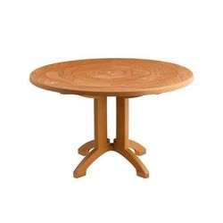 Grosfillex US921208 48" Round Aquaba Outdoor Table w/ Umbrella Hole - Resin, Teakwood, UV Resistant Resin