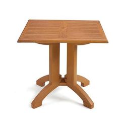 Grosfillex UT375008 36" Square Atlanta Outdoor Table w/ Umbrella Hole - Melamine, Teakwood