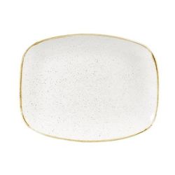 Churchill SWHSOBL41 12" x 7 4/5" Oblong Stonecast Chef's Plate - Ceramic, Barley White