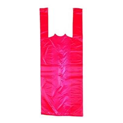 LK Packaging CT1824R Economy Snap-Eze T-Shirt Bag w/ Handle - 23"L x 12"W x 6" SG, 0.65 mil HDPE, Red