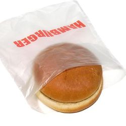 LK Packaging DP657HAM Printed Hamburger Bag - 7" x 6 1/2", Poly, Polyethylene, Clear