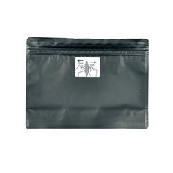 LK Packaging EXT1294B Bottom Gusset Child Resistant Pouch w/ Reclosable Zipper Seal - 12 1/5" x 9", Black Matte, 4.8 mil