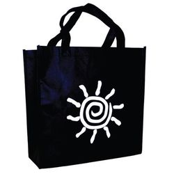 LK Packaging NW128138 Non Woven Poly Shopping/Grocery Bag - 12 1/2" x 8 1/2" x 13 1/2", Black, Non-Woven Polypropylene, Case of 100