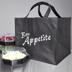 LK Packaging NW221415 Non Woven Catering/Take Out Bag - 22" x 14" x 15 1/4", Poly, Black, Polypropylene, Case of 50