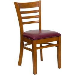 Flash Furniture XU-DGW0005LAD-CHY-BURV-GG Restaurant Chair w/ Ladder Back & Burgundy Vinyl Seat - Beechwood, Cherry Finish