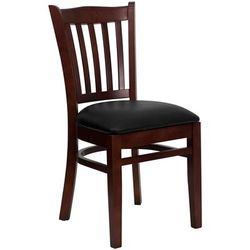 Flash Furniture XU-DGW0008VRT-MAH-BLKV-GG Restaurant Chair w/ Vertical Slat Back & Black Vinyl Seat - Beechwood, Mahogany Finish