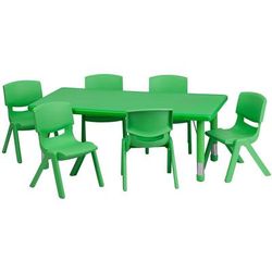 Flash Furniture YU-YCX-0013-2-RECT-TBL-GREEN-E-GG Rectangular Preschool Activity Table & (6) Chair Set - 48"L x 24"W, Plastic Top, Green