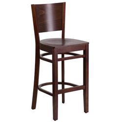 Flash Furniture XU-DG-W0094BAR-WAL-WAL-GG Commercial Bar Stool w/ Solid Back & Wood Seat, Walnut