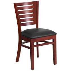 Flash Furniture XU-DG-W0108-MAH-BLKV-GG Restaurant Chair w/ Slat Back & Black Vinyl Seat - Beechwood Frame, Mahogany Finish