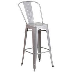 Flash Furniture CH-31320-30GB-SIL-GG Commercial Bar Stool w/ Curved Back & Metal Seat, Silver