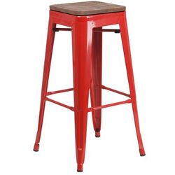 Flash Furniture CH-31320-30-RED-WD-GG Backless Commercial Bar Stool w/ Wood Seat, Red