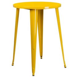 Flash Furniture CH-51090-40-YL-GG 30" Round Bar Height Table - Yellow Steel Top, Steel Base