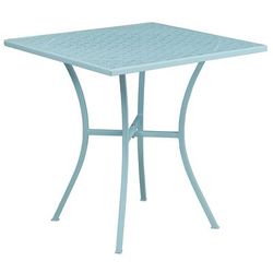 Flash Furniture CO-5-SKY-GG 28" Square Patio Table w/ Rain Flower Design Top - Steel, Sky Blue