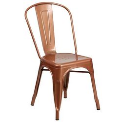 Flash Furniture ET-3534-POC-GG Stacking Chair w/ Vertical Slat Back - Metal, Copper, Copper Metal, Indoor/Outdoor