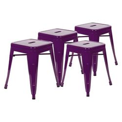 Flash Furniture ET-BT3503-18-PR-GG Stacking Backless Dining Stool - Iron, Purple
