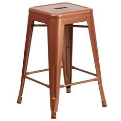 Flash Furniture ET-BT3503-24-POC-GG Counter Height Backless Commercial Bar Stool w/ Metal Seat, Copper