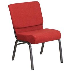 Flash Furniture FD-CH0221-4-SV-RED-GG Extra Wide Stacking Church Chair w/ Red Fabric Back & Seat - Steel Frame, Silver Vein