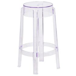 Flash Furniture FH-118-APC1-GG Counter Height Backless Stool w/ Plastic Seat, Transparent Crystal