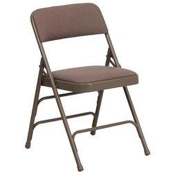 Flash Furniture HA-MC309AF-BGE-GG Folding Chair w/ Beige Fabric Back & Seat - Steel Frame, Beige, Triple Braced, Double Hinged