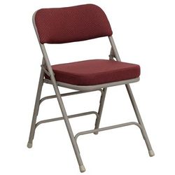 Flash Furniture HA-MC320AF-BG-GG Folding Chair w/ Burgundy Patterned Fabric Back & Seat - Steel Frame, Gray, Burgundy Fabric, Gray Frame