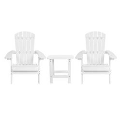 Flash Furniture JJ-C14505-2-T14001-WH-GG Adirondack Side Table & 2 Folding Chair Set - 18 3/4" x 15", Poly Resin, White