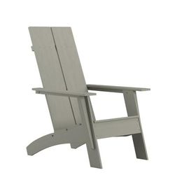 Flash Furniture JJ-C14509-GY-GG 30 1/2"W Sawyer Adirondack Chair - 39 1/2"H, Resin, Gray, Poly Resin Wood