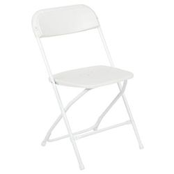 Flash Furniture LE-L-3-WHITE-GG Folding Chair w/ White Plastic Back & Seat - Steel Frame, White, Hercules Series