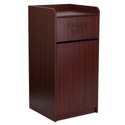 Flash Furniture MT-M8520-TRA-MAH-GG 36 gal Indoor Decorative Trash Can - Wood, Mahogany Melamine Finish, Brown