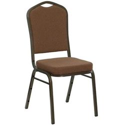 Flash Furniture NG-C01-COFFEE-GV-GG Stacking Banquet Chair w/ Coffee Fabric Back & Seat - Steel Frame, Gold Vein