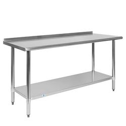 Flash Furniture NH-WT-2460BSP-GG 60" 18 ga Work Table w/ Undershelf & 430 Series Stainless Steel Flat Top, 1 1/2" Backsplash