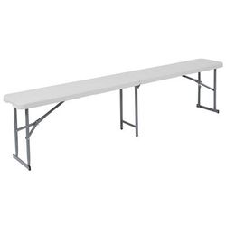 Flash Furniture 71" Indoor/Outdoor Folding Bench - White Plastic Top, Gray Legs, RB-1172FH-GG
