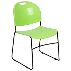 Flash Furniture RUT-188-GN-GG Stacking Chair w/ Green Plastic Back & Seat - Metal Sled Frame, Black