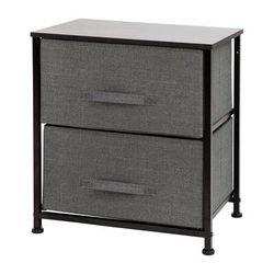Flash Furniture WX-5L200-BK-GR-GG 17 3/4"W Storage Organizer w/ 2 Dark Gray Fabric Drawers, Black Cast Iron Frame