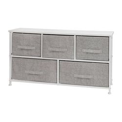 Flash Furniture WX-5L206-X-WH-GR-GG 39 1/2"W Storage Organizer w/ 5 Light Gray Fabric Drawers, White Cast Iron Frame