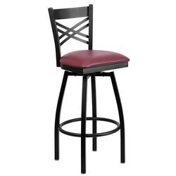 Flash Furniture XU-6F8B-XSWVL-BURV-GG Commercial Bar Stool w/ Cross Back & Burgundy Vinyl Seat, Black