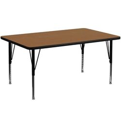 Flash Furniture XU-A2448-REC-OAK-T-P-GG Rectangular Activity Table - 48"L x 24"W, Laminate Top, Oak, Brown
