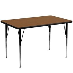 Flash Furniture XU-A3048-REC-OAK-H-A-GG Rectangular Activity Table - 48"L x 30"W, Laminate Top, Oak, Brown