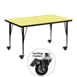 Flash Furniture XU-A3048-REC-YEL-T-P-CAS-GG Rectangular Mobile Activity Table - 48"L x 30"W, Laminate Top, Yellow