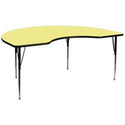 Flash Furniture XU-A4896-KIDNY-YEL-T-A-GG Kidney Shaped Activity Table - 96"L x 48"W, Laminate Top, Yellow