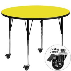 Flash Furniture XU-A48-RND-YEL-H-A-CAS-GG 48" Round Mobile Activity Table - Laminate Top, Yellow