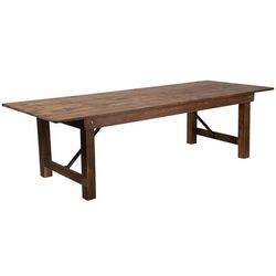Flash Furniture XA-F-108X40-GG Rectangular Folding Farm Table w/ Antique Rustic Plank Top - 108"W x 40"D x 30"H, Black