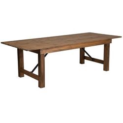 Flash Furniture XA-F-96X40-GG Rectangular Folding Farm Table w/ Antique Rustic Plank Top - 96"W x 40"D x 30"H, Black