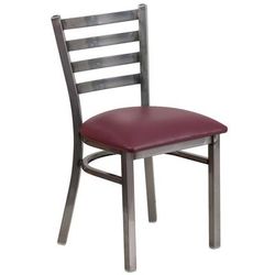 Flash Furniture XU-DG694BLAD-CLR-BURV-GG Restaurant Chair w/ Ladder Back & Burgundy Vinyl Seat - Steel Frame, Silver