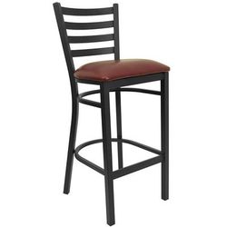 Flash Furniture XU-DG697BLAD-BAR-BURV-GG Commercial Bar Stool w/ Ladder Back & Burgundy Vinyl Seat, Black