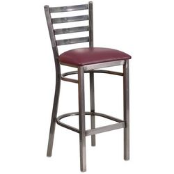 Flash Furniture XU-DG697BLAD-CLR-BAR-BURV-GG Commercial Bar Stool w/ Ladder Back & Burgundy Vinyl Seat, Clear Coat Steel